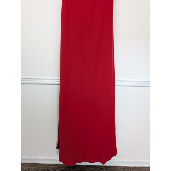 Jill Stuart Dress BHLDN Iva Crepe Gown Maxi Formal Evening Elegant Red Size 12 - Picture 5 of 12